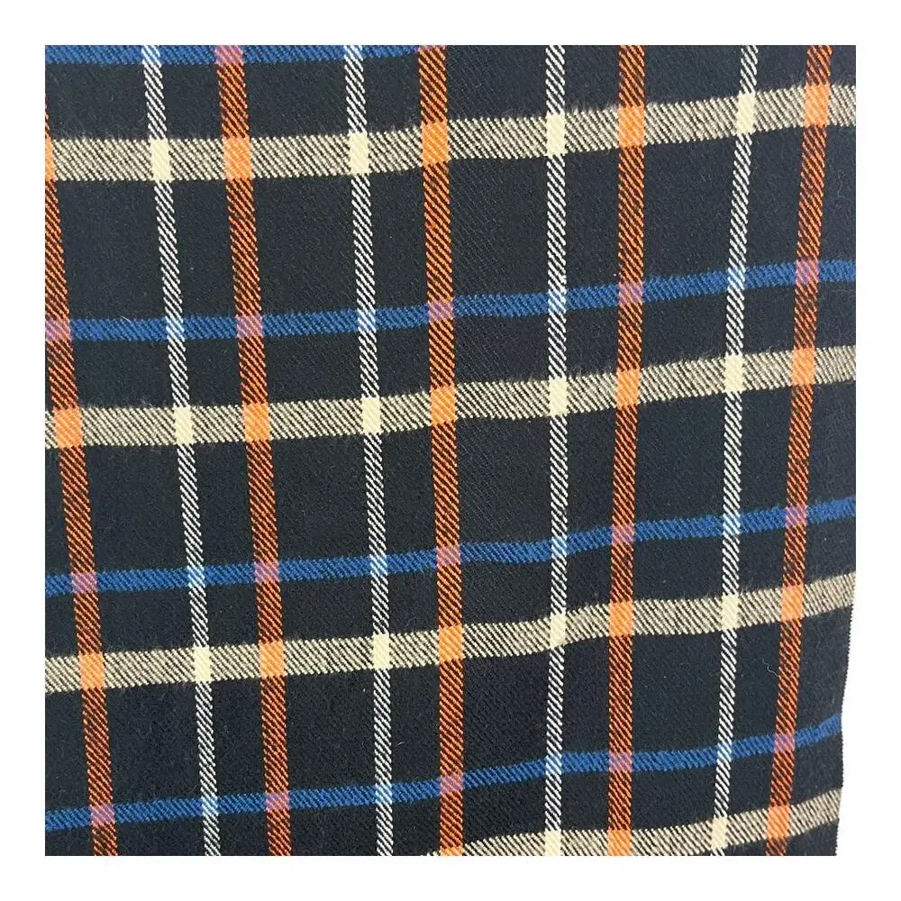Scottish Plaid Scarf Cashmere Black Orange Blue Cream Fringed